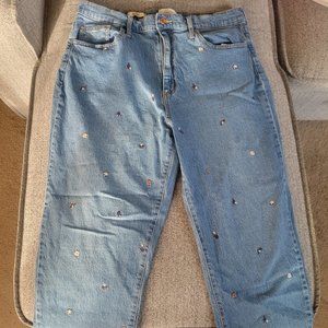 High Rise Vintage Straight Style Embroidered Jeans Size 16/33